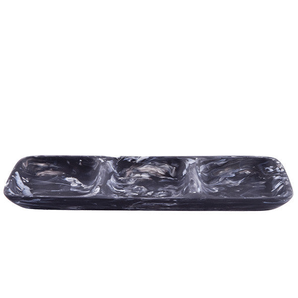 COMPARTMENT TRAY LARGE BLACK SWIRL - صينية كبيرة مقسمة 3 أقسام 43x16x4سم , لون أسود