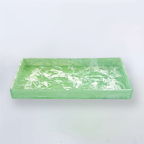 Mint ,Large Rectangle Handled Tray - صينية كبيرة مستطيلة بمقبض, أخضر فاتح
