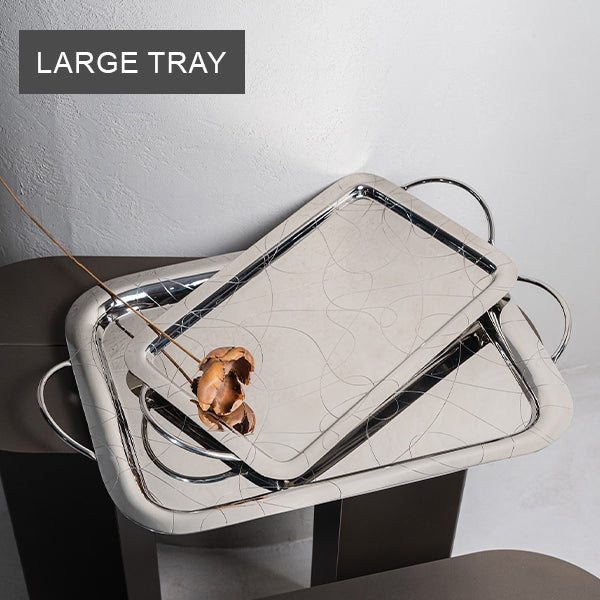 Abstract Rect Tray with Handle -Large (47x29.5) CM -  سم (47x29.5) صينية مستطيلة بمقبض - كبيرة