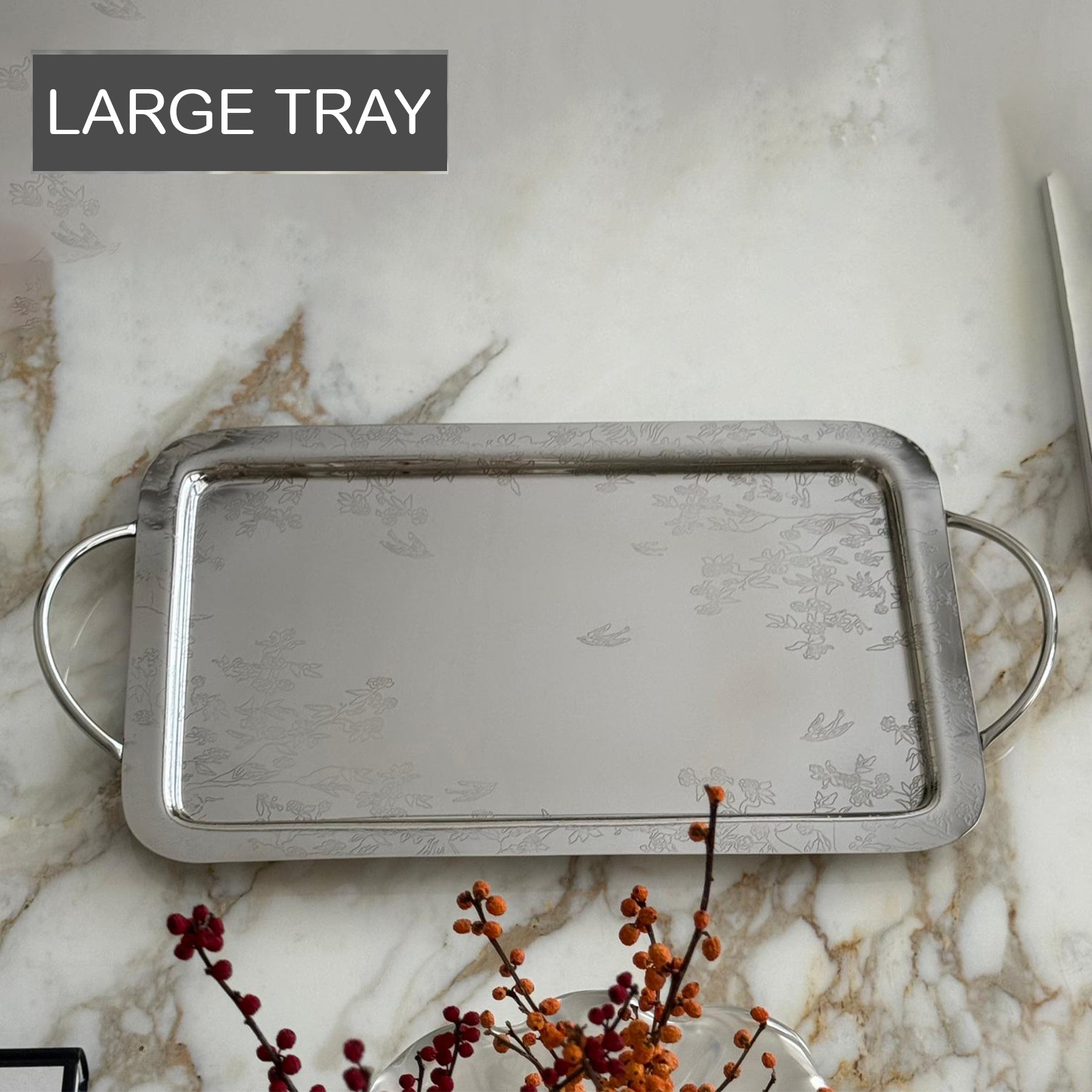 Forest Rect Large Tray with Handle -  سم (47x29.5) صينية مستطيلة بمقبض - كبيرة