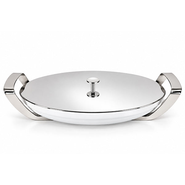 Oval Lid stainless steel 44x27 CM - غطاء بيضاوي , فضي