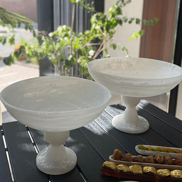 PEDESTAL BOWL WHITE 40 CM -وعاء قاعدة أبيض 40 سم
