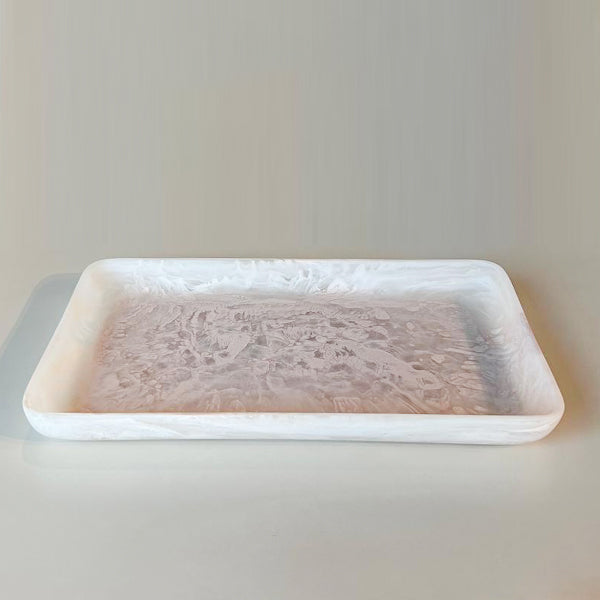 Large Resin Rectangle Tray 56X35X30cm, Blush- طبق تقديم مستطيل  كبير, بيج