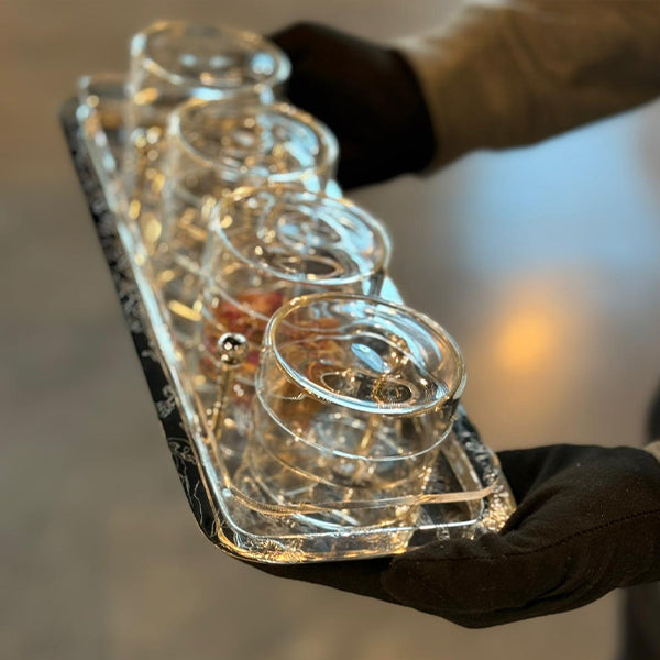 Forest Rectangular Narrow Tray WITH ACRYLIC  4 CUP HOLDER with LID - صينية مستطيلة نحيفه - 4 أكواب بغطاء