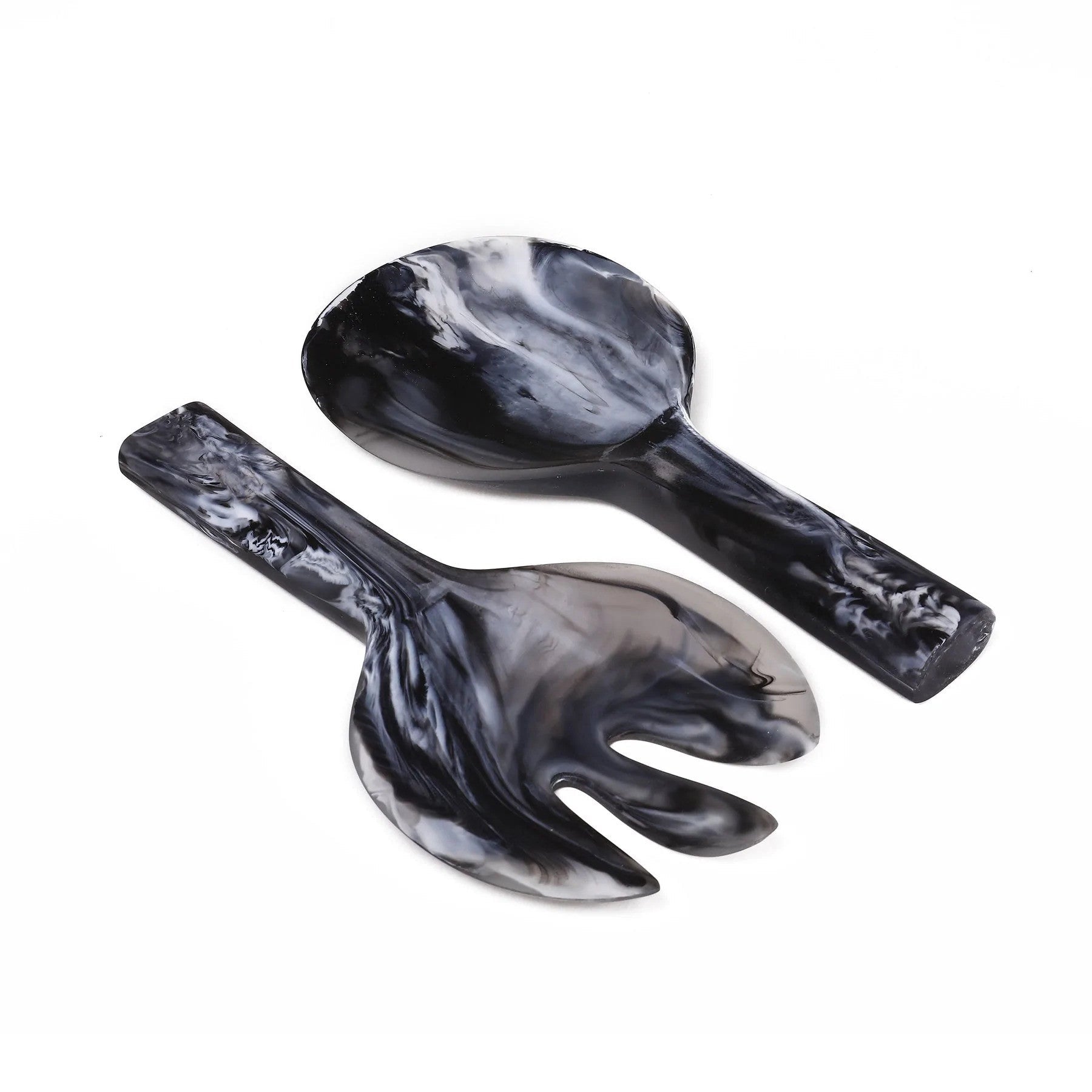 Short Handle Salad Servers 2pcs 20x10cm, Black Color - مجموعة ادوات السلطة 2قطعة 20x10سم, لون أسود