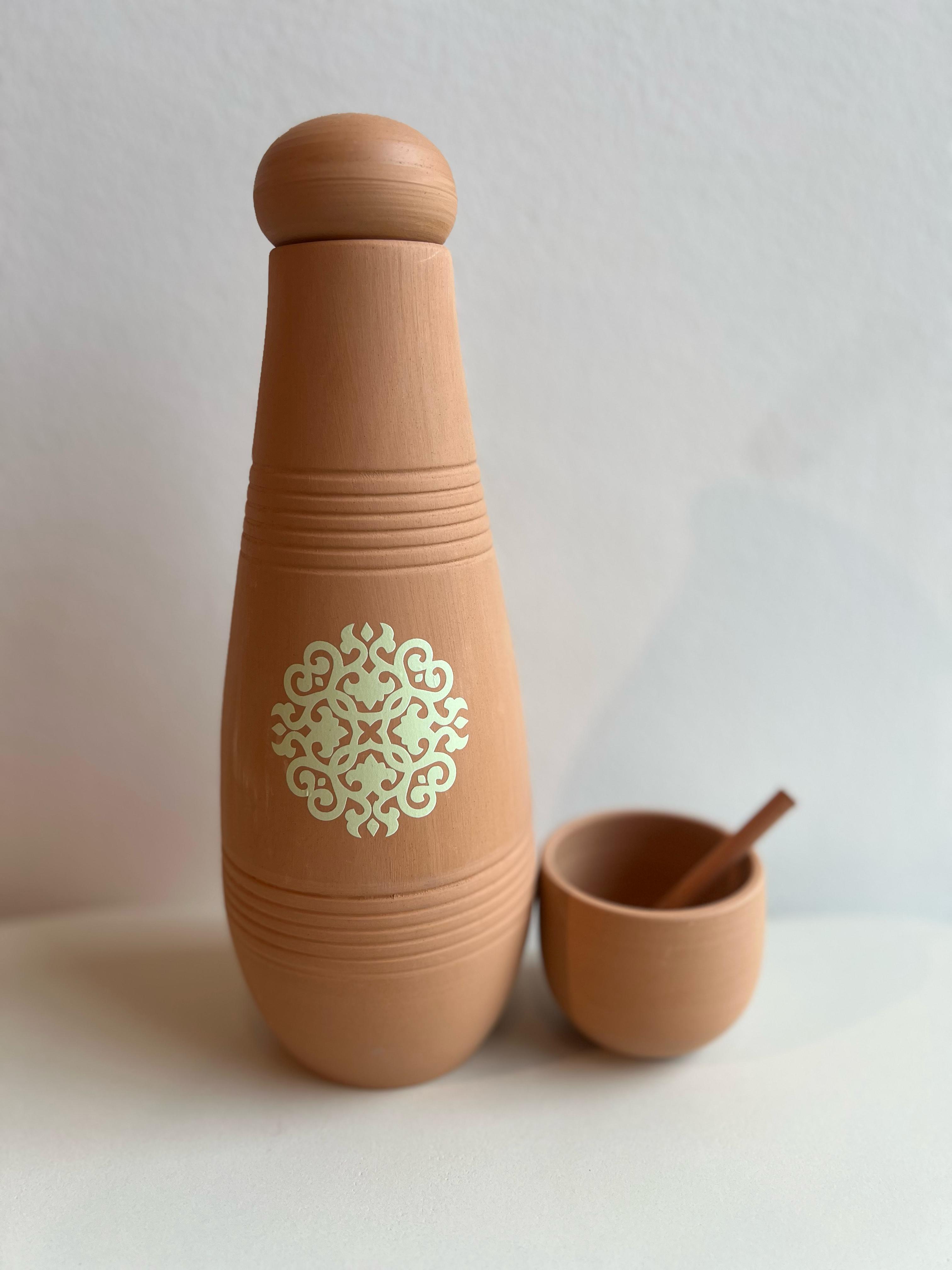 Water Drinking Pot With Cup , BUTTER YELLOW - فخارة تنقية المياه , أصفر