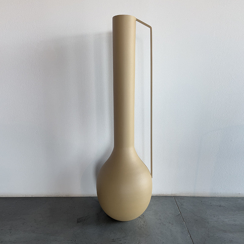 Iron Vase , 35.5x35.5x120cm Beige  Color - مزهريه حديد 35.5x35.5x120 سم لون بيج